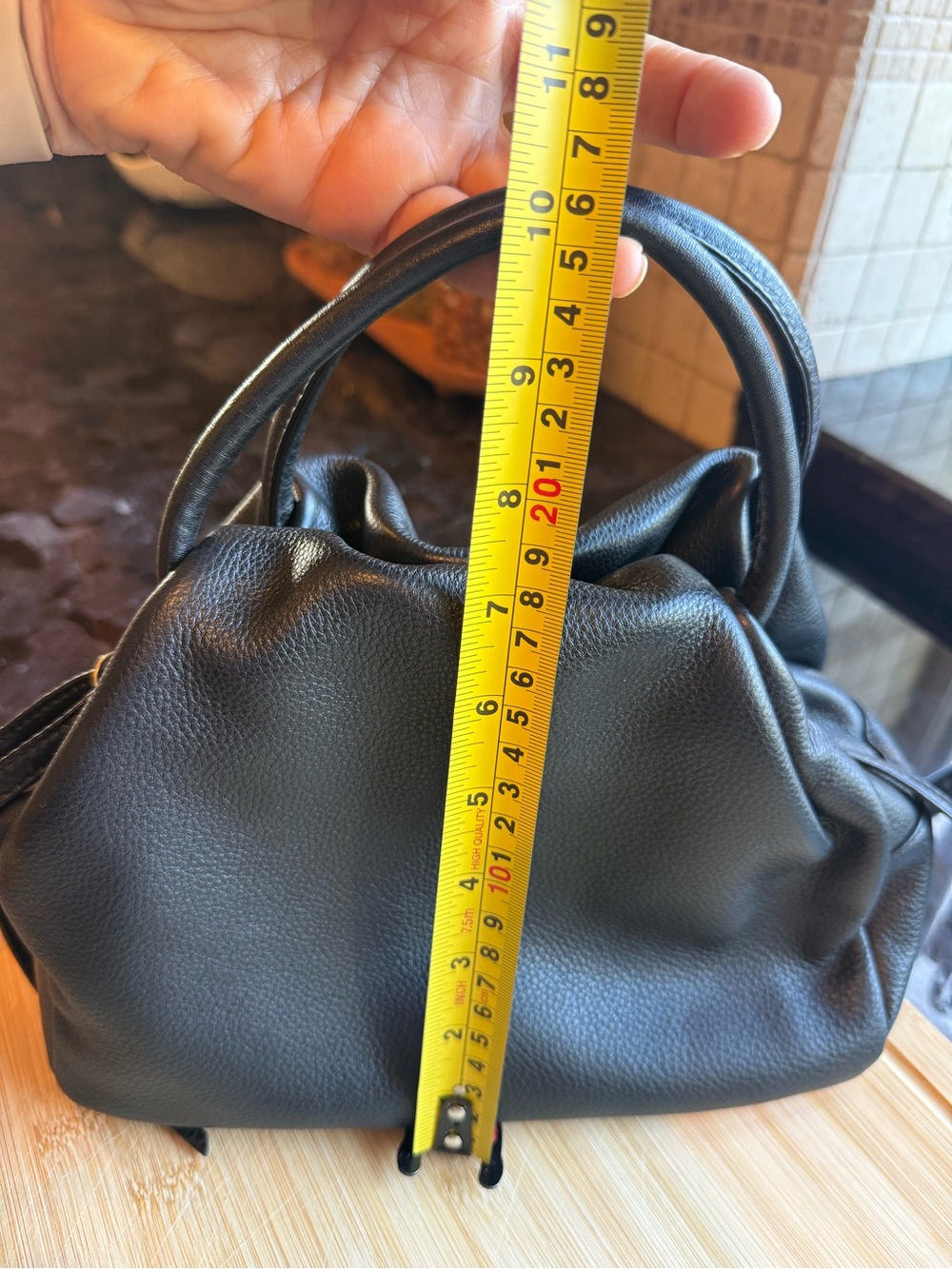 HOBO Black Pebbled Leather Shoulder Bag with Top Handles - Picture 13 of 14